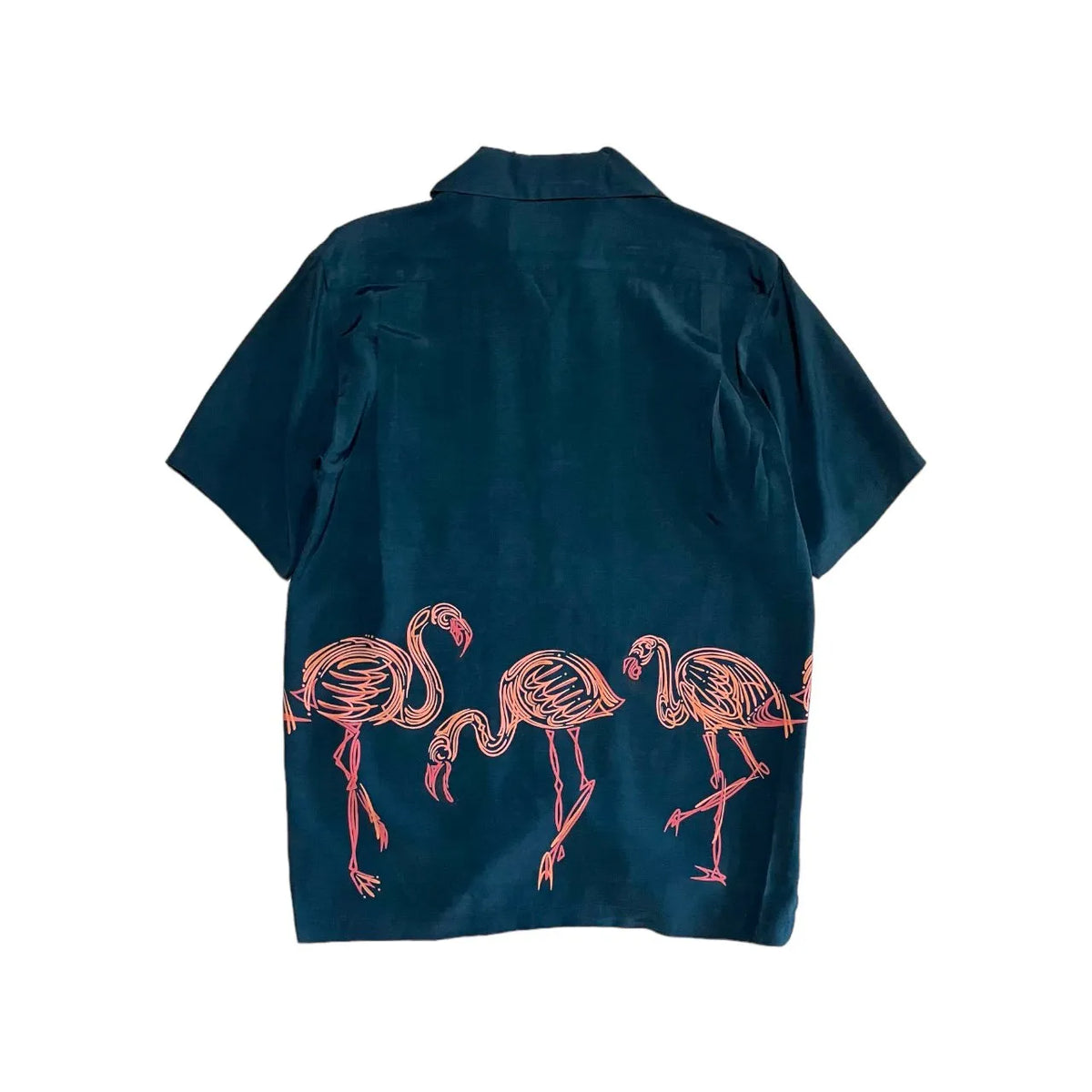 FLAMINGO SHORT SLEEVE - NAVY×PINK | Aloha Blossom | THE GROUND