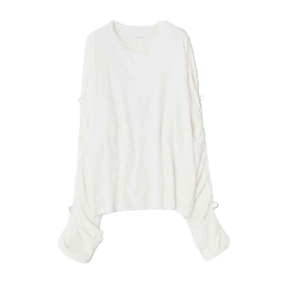 GATHERED LONG SLEEVE TEE : MUSLIN