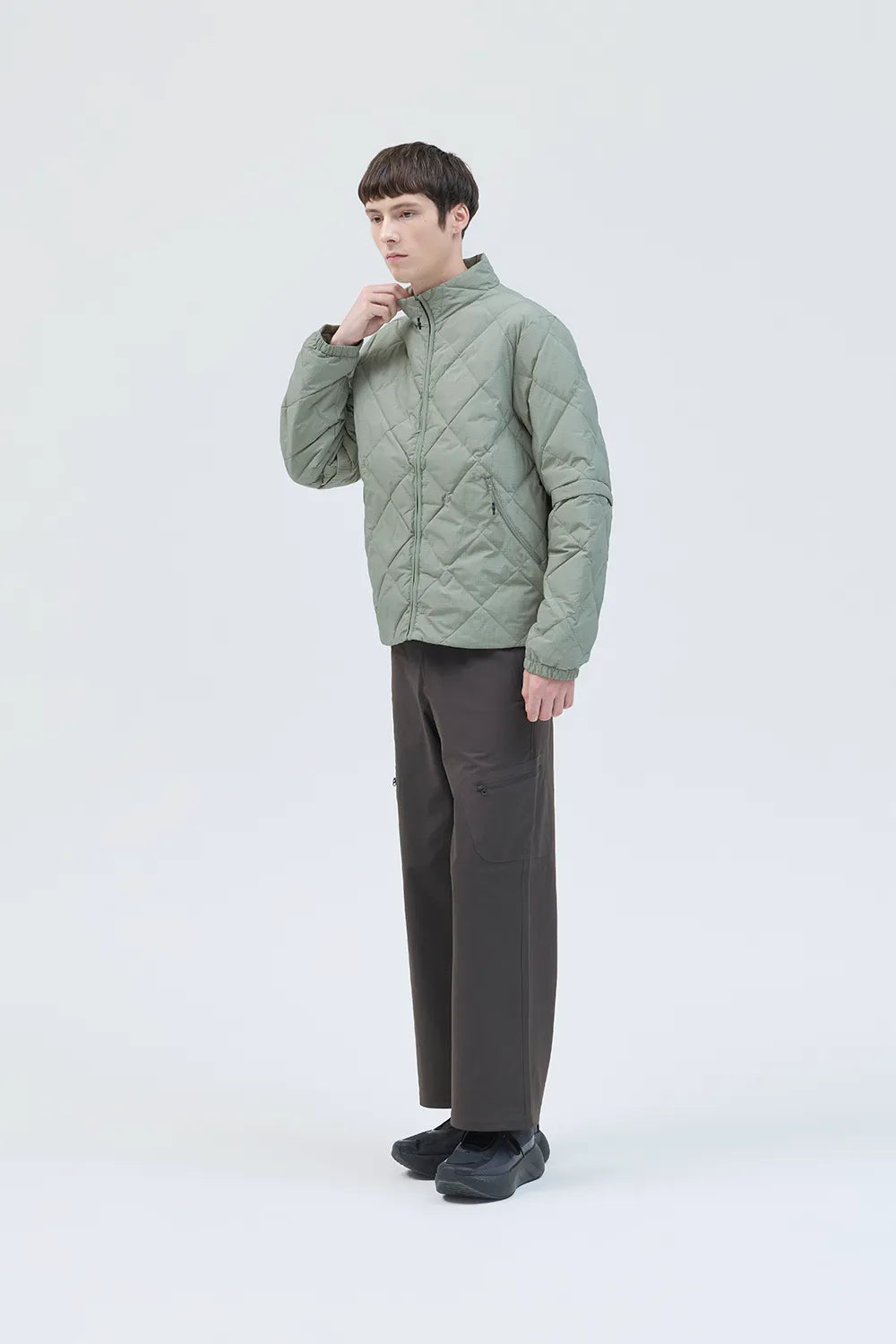 BASE GRID LT DOWN ZIP CHECK JACKET [2COLORS]