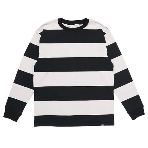 L/S HEAVYWEIGHT BORDER TEE [GRAY×BLACK]