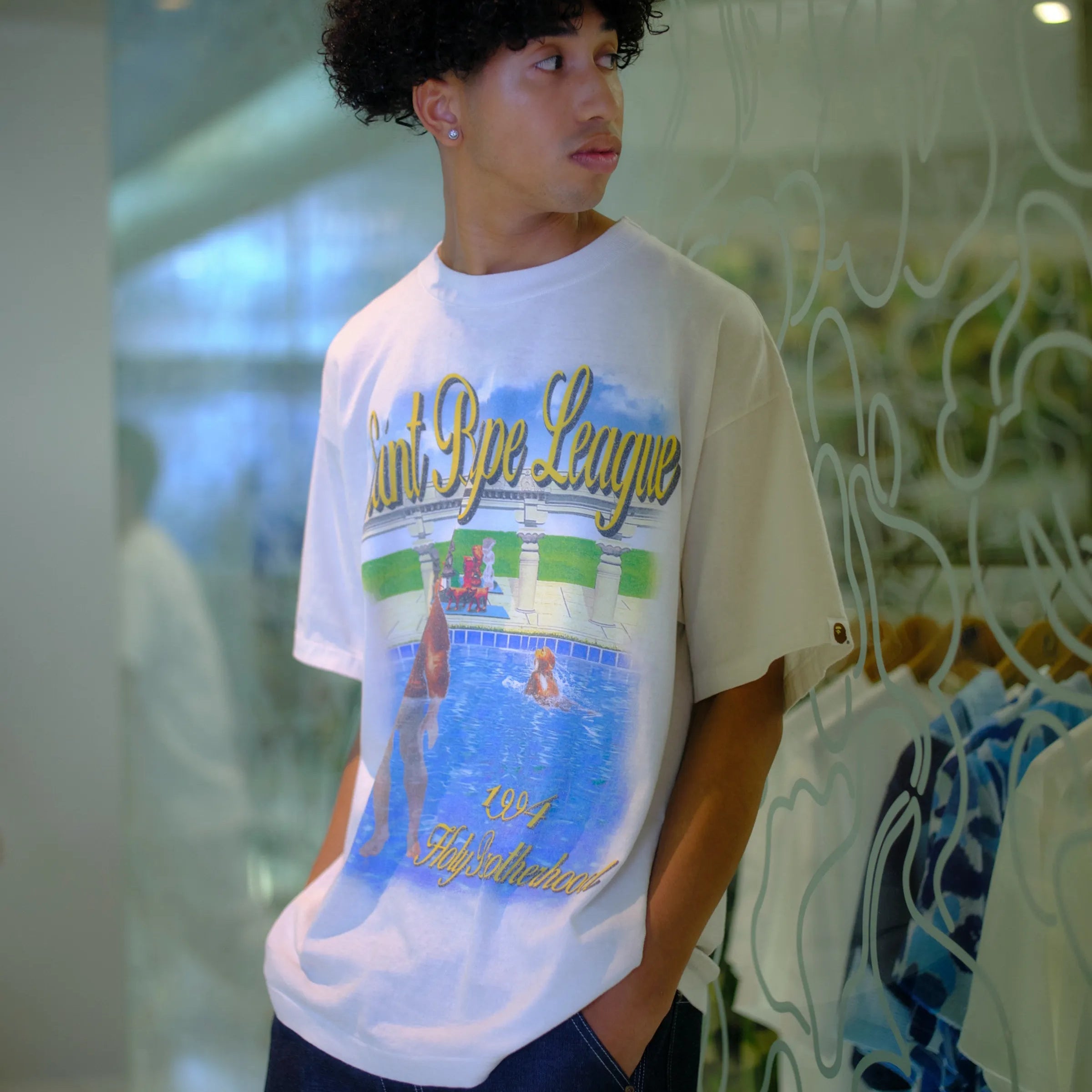 SM-MK1-0000-C35/BAPE_SS T-SHIRT/POOL/WHITE