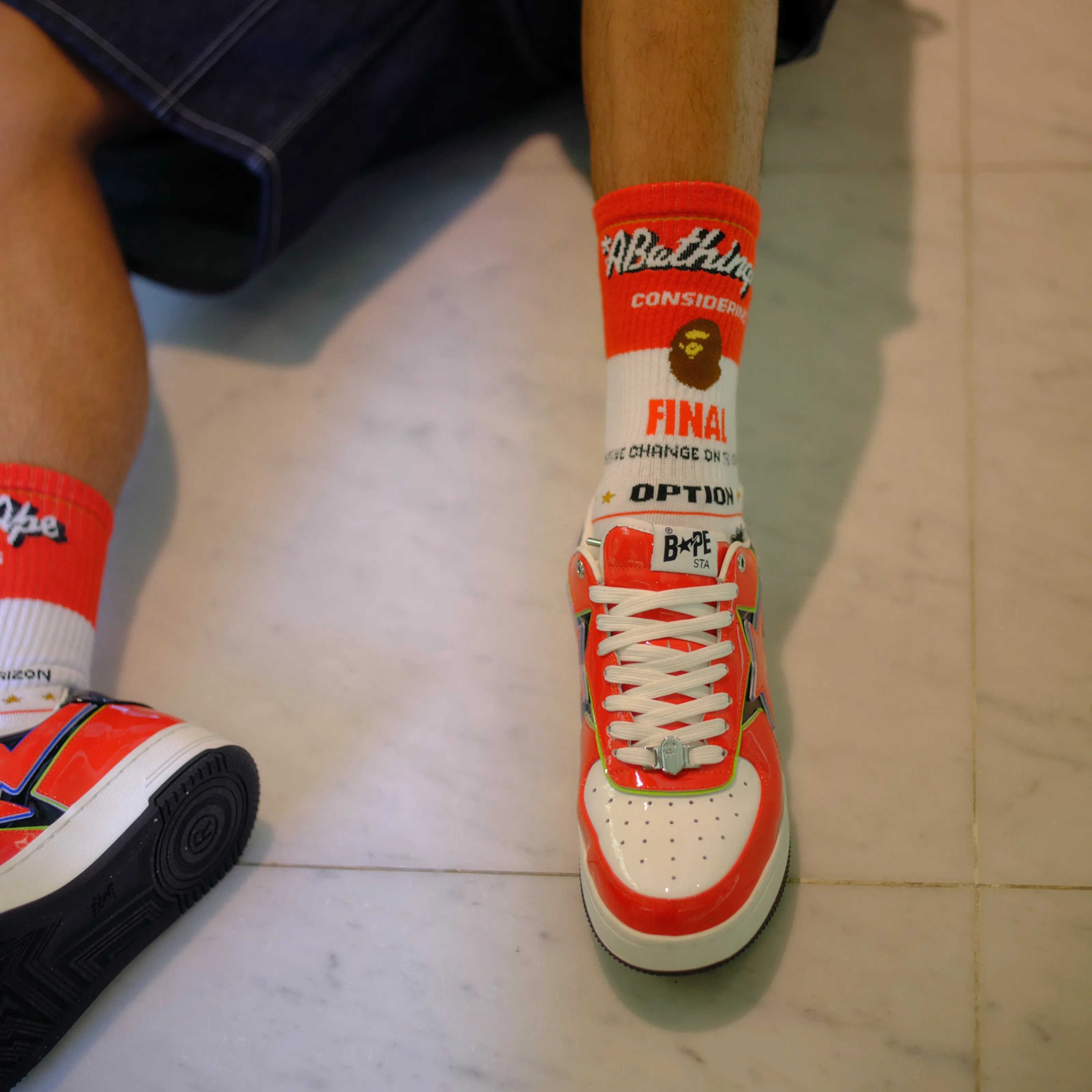 SM-MK1-0000-C40/BAPE_SOCKS/FAINAL/WHITE+RED