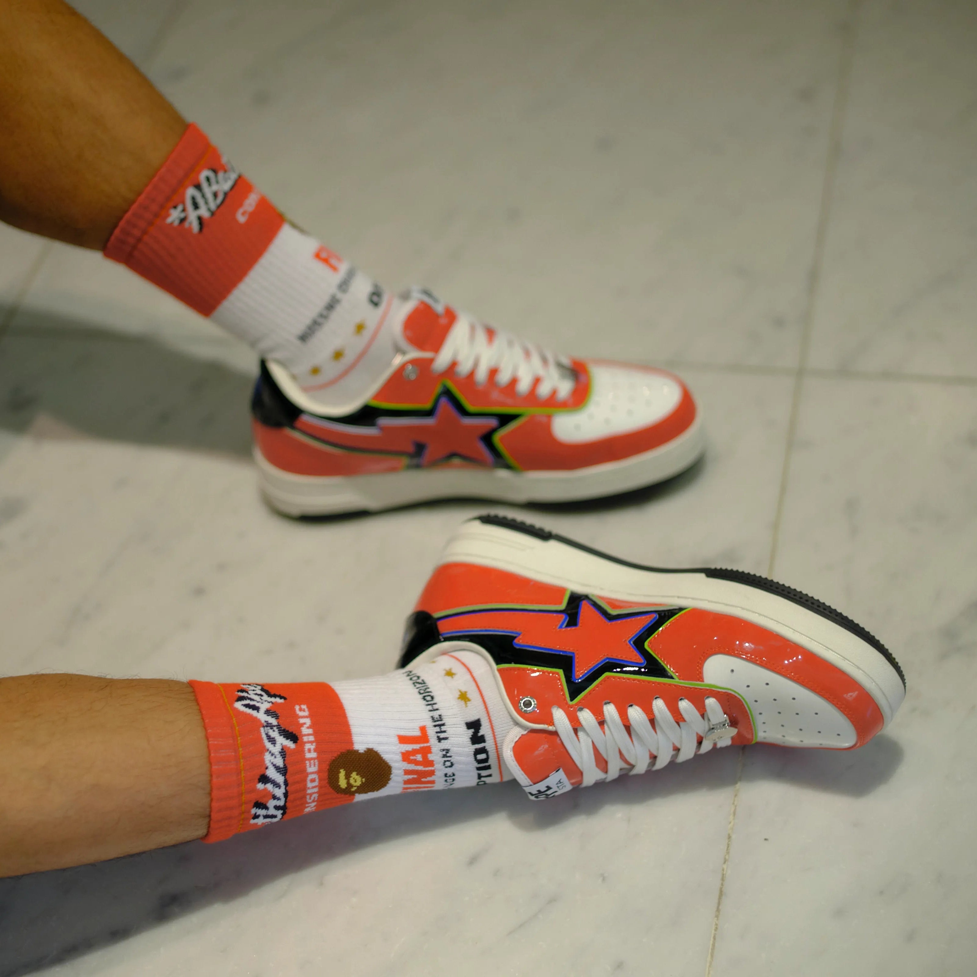 SM-MK1-0000-C40/BAPE_SOCKS/FAINAL/WHITE+RED