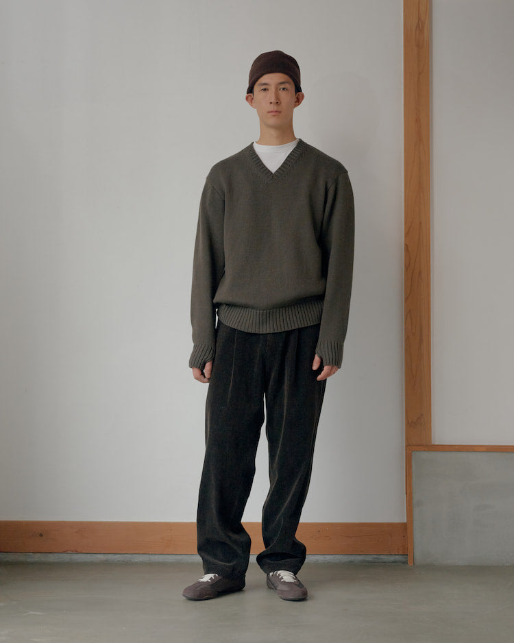 Double Pleated Wide Wale Cords [2COLORS]