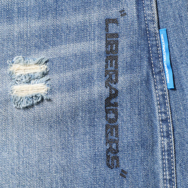 DAMAGED DENIM SARROUEL PANTS