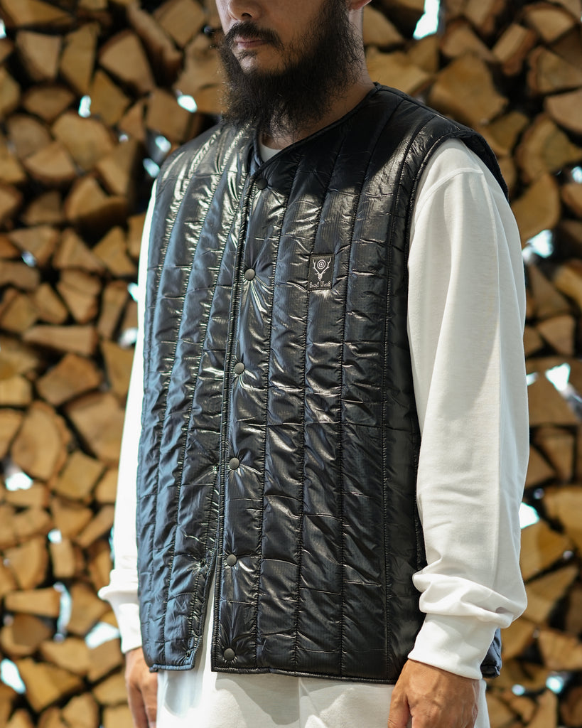 South2 West8 / Quilted Crew Neck Vest - Nylon Ripstop