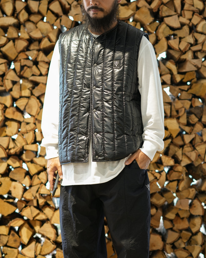 South2 West8 / Quilted Crew Neck Vest - Nylon Ripstop