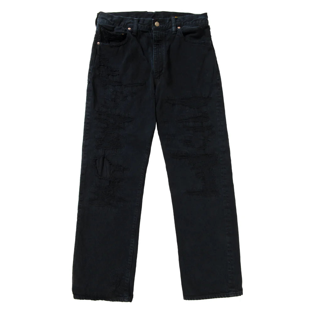 DAMAGED OVER DYE DENIM PANTS