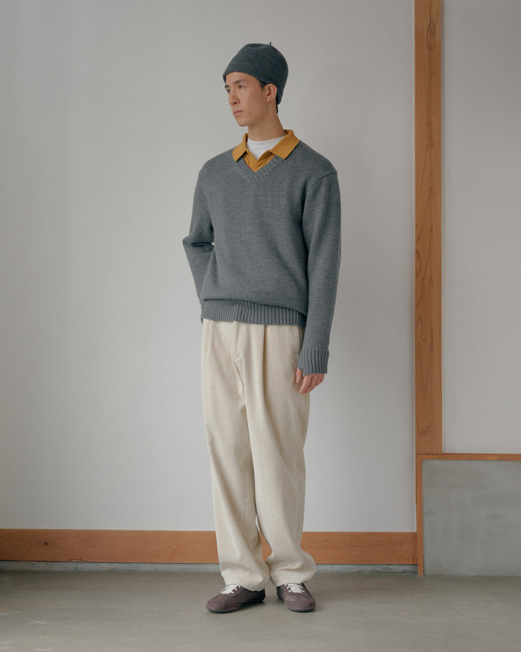 Double Pleated Wide Wale Cords [2COLORS]