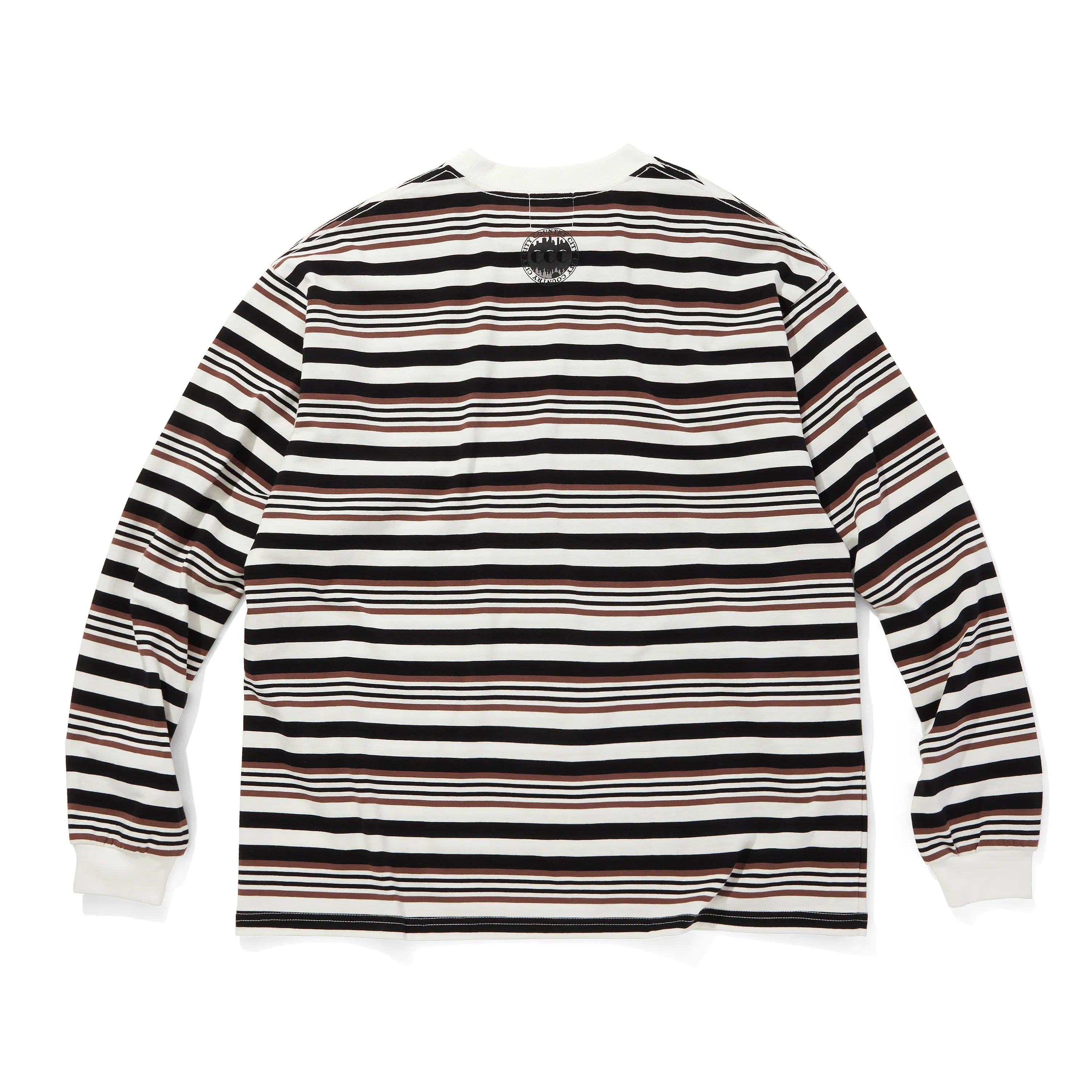 EMBROIDERED LOGO MULTI BORDER L/S T-SHIRT [2 COLORS]