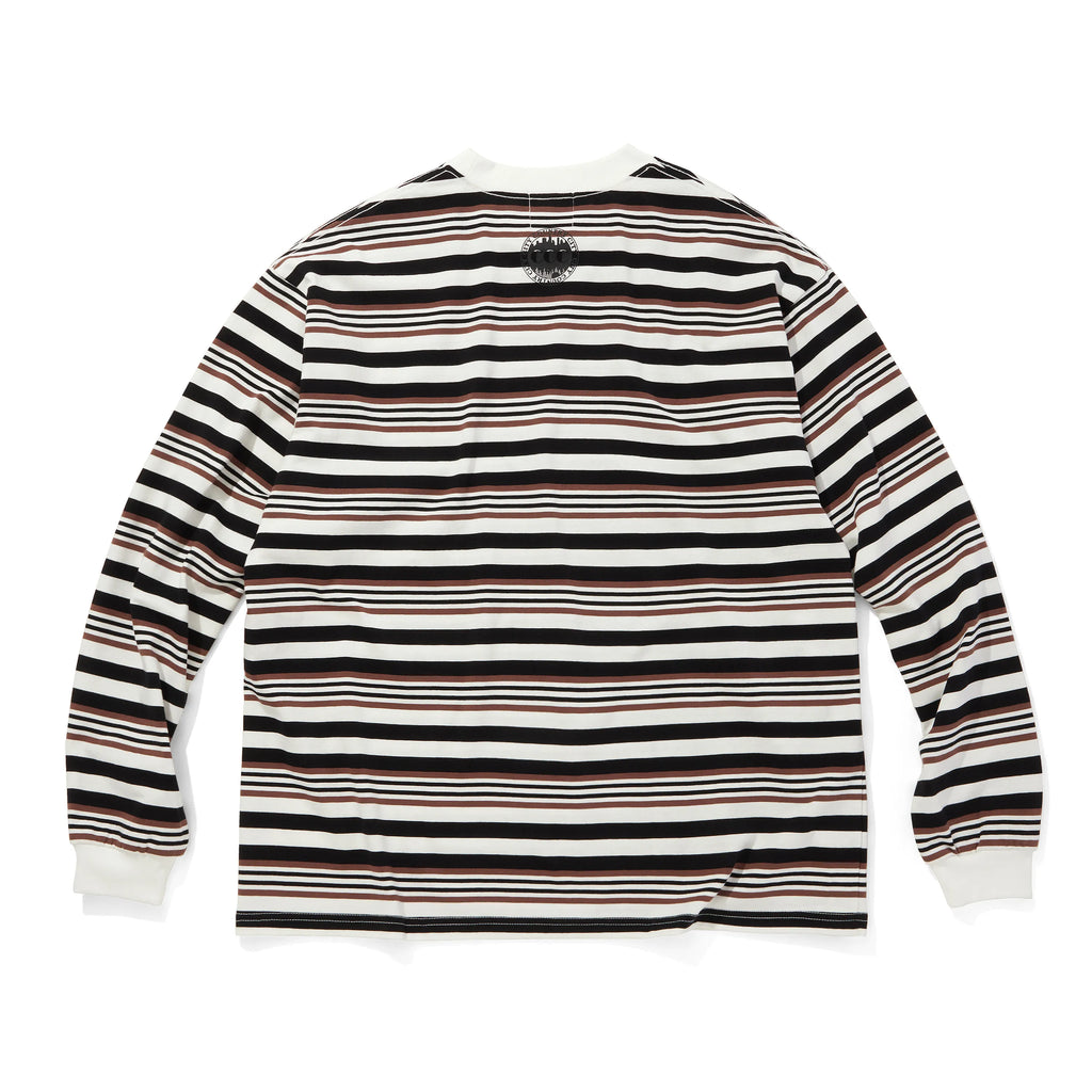 EMBROIDERED LOGO MULTI BORDER L/S T-SHIRT [2 COLORS]