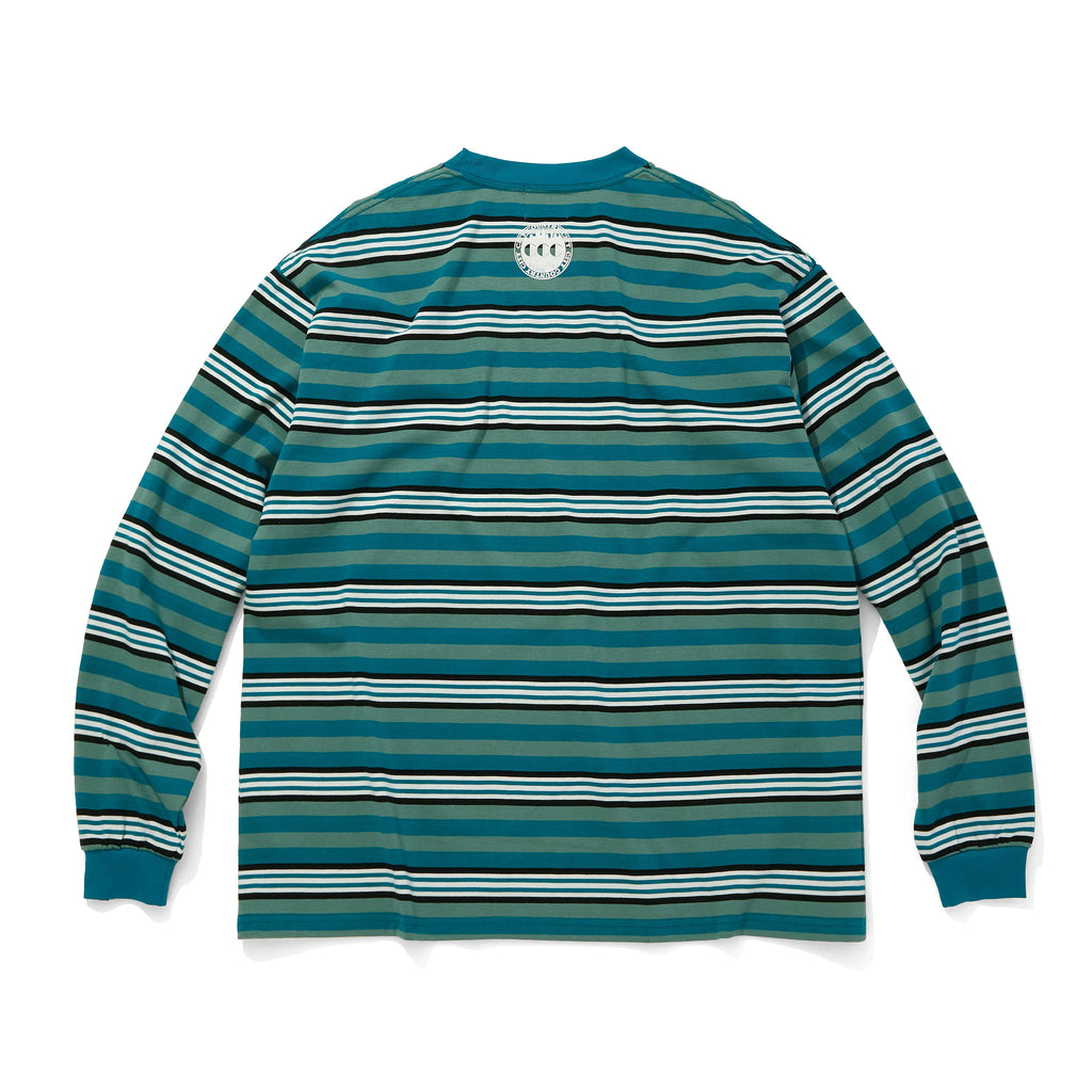 EMBROIDERED LOGO MULTI BORDER L/S T-SHIRT [2 COLORS]