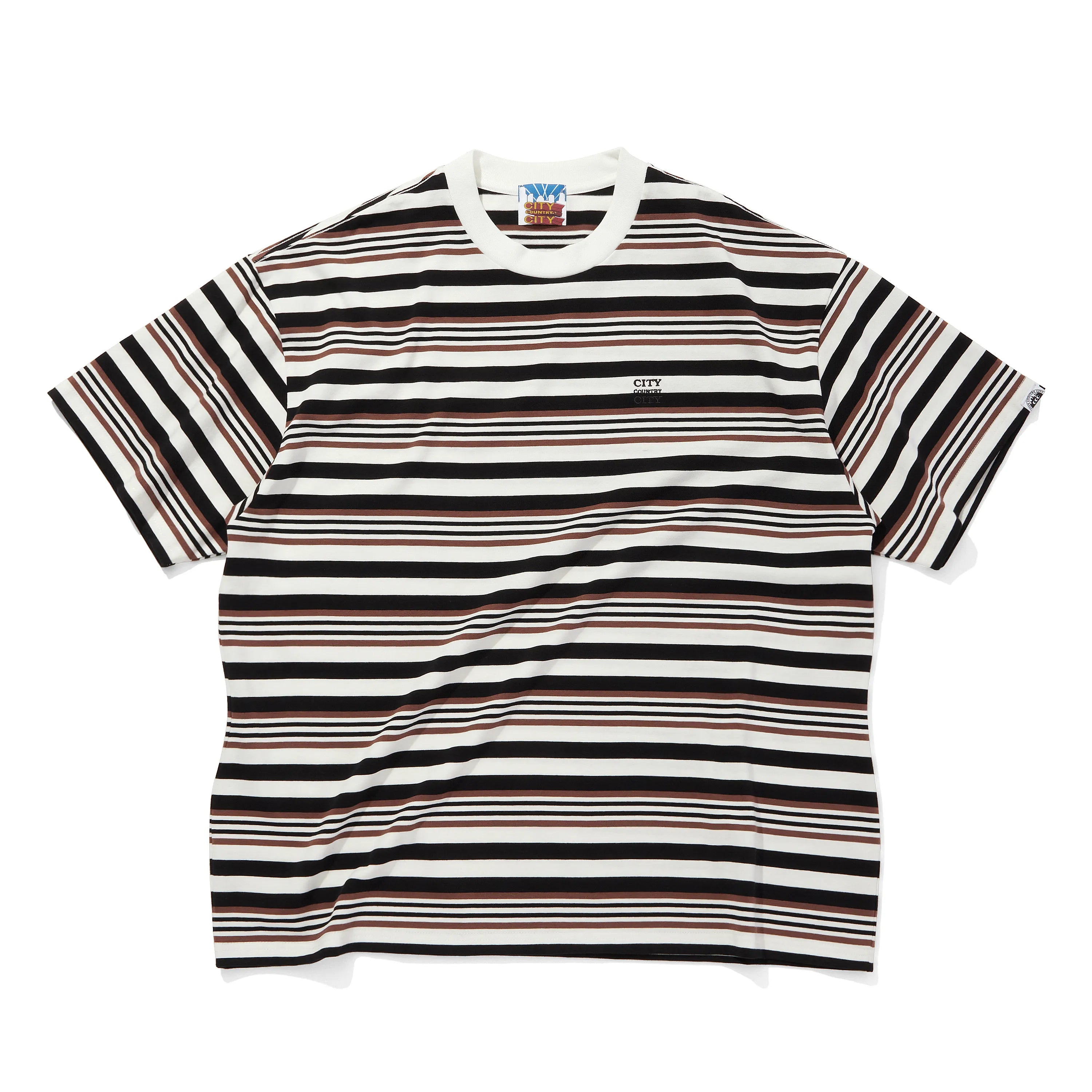 EMBROIDERED LOGO MULTI BORDER T-SHIRT [2 COLORS]
