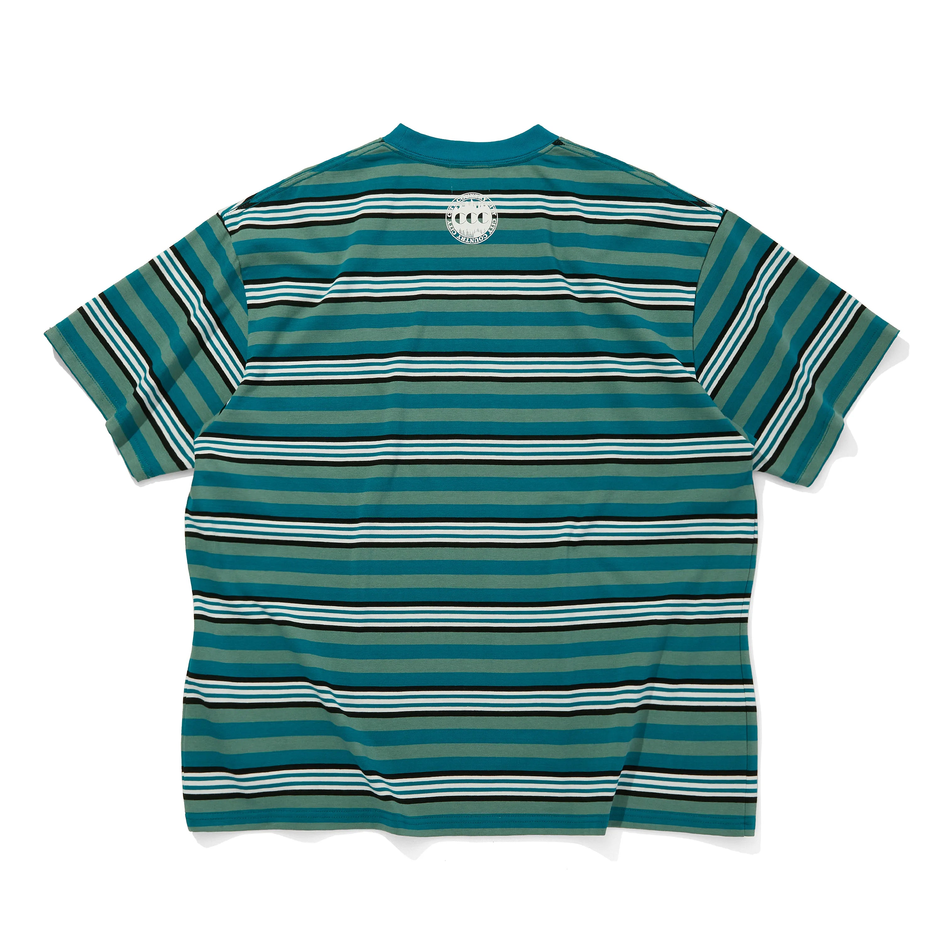 EMBROIDERED LOGO MULTI BORDER T-SHIRT [2 COLORS]