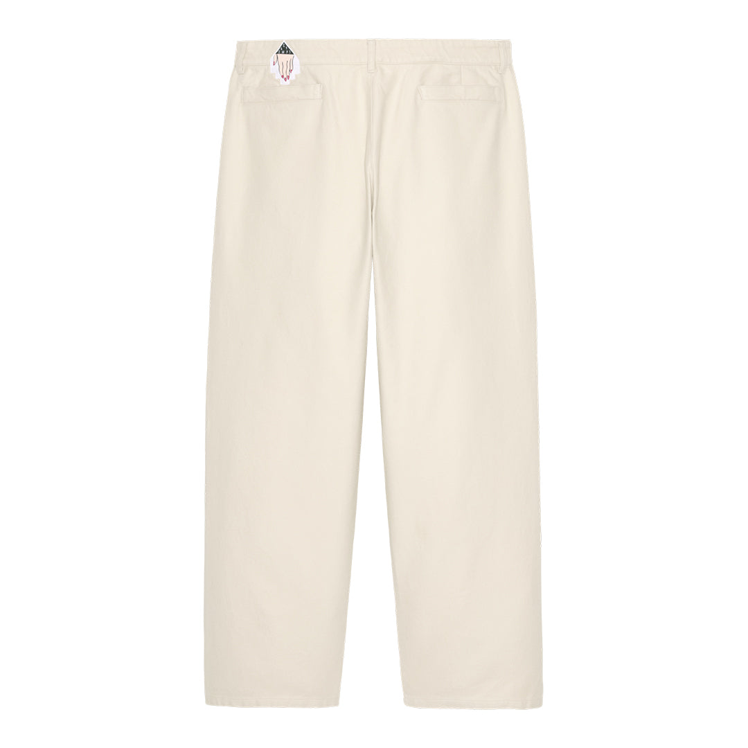 BRUSHED SOFT COTTON ONE TUCK PANTS BEIGE