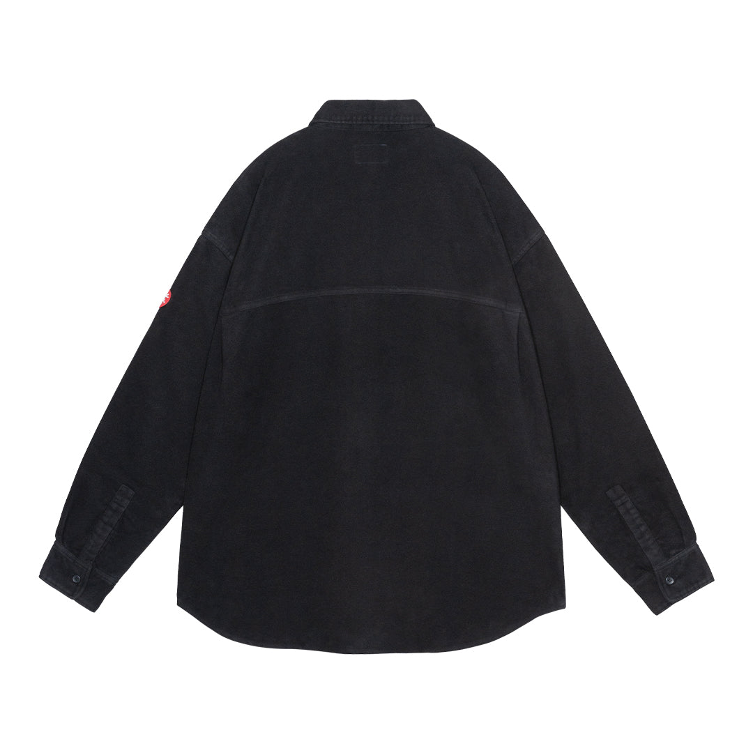 BRUSHED COTTON DESIGN BIG SHIRT BLACK