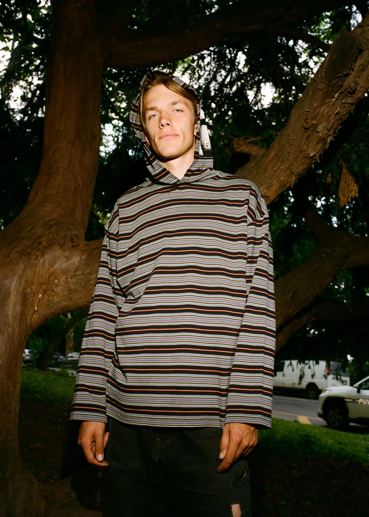 MULTI BORDER HOODED L/S TEE / SEXHIPPIES