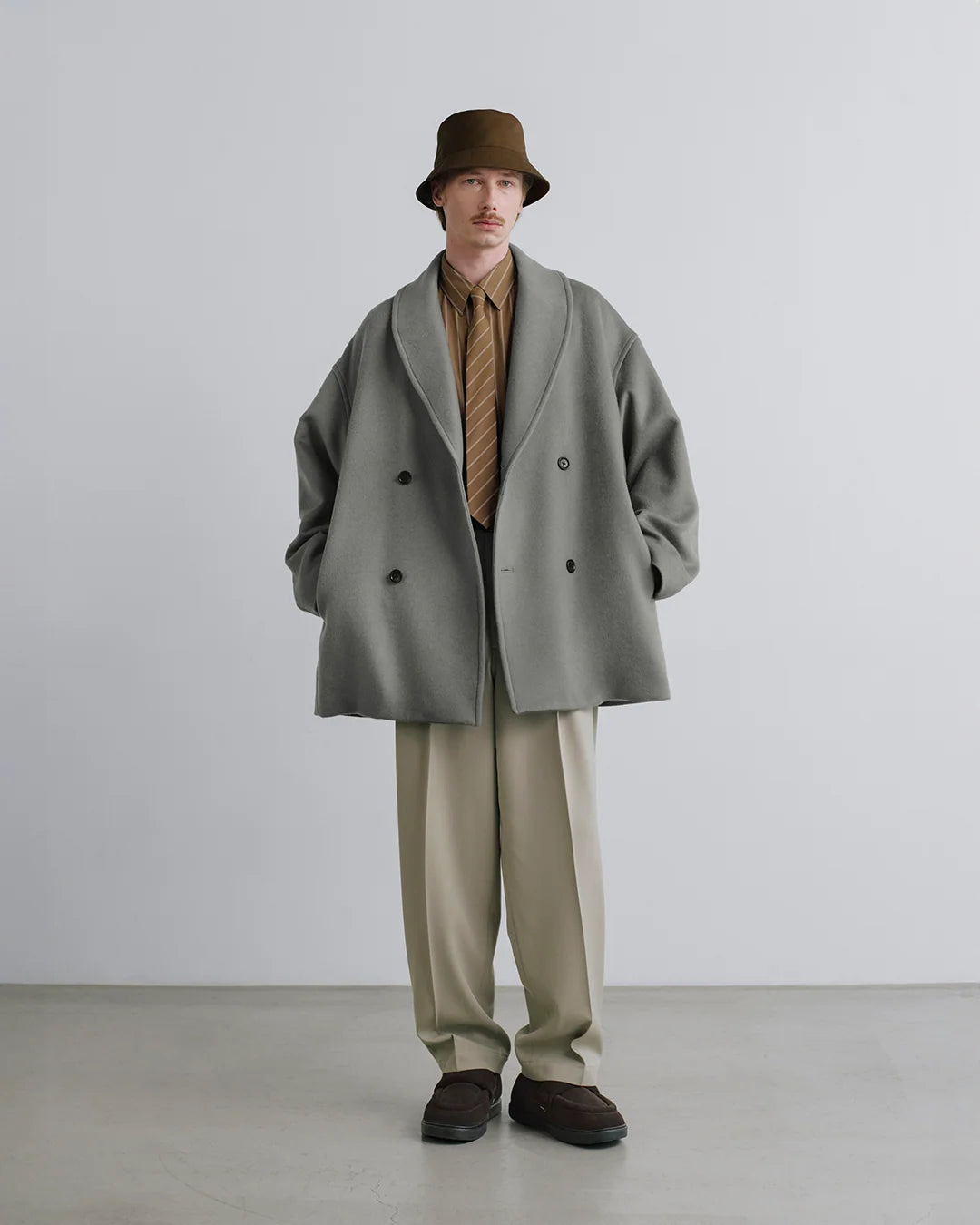 Light Melton Shawl Collar Coat [GM263-10421C]