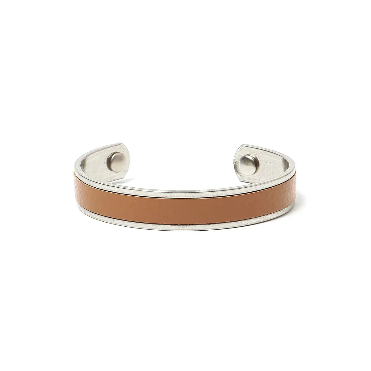 BRASS BRACELET NARROW with SHRINK COW LEATHER [2 COLORS]