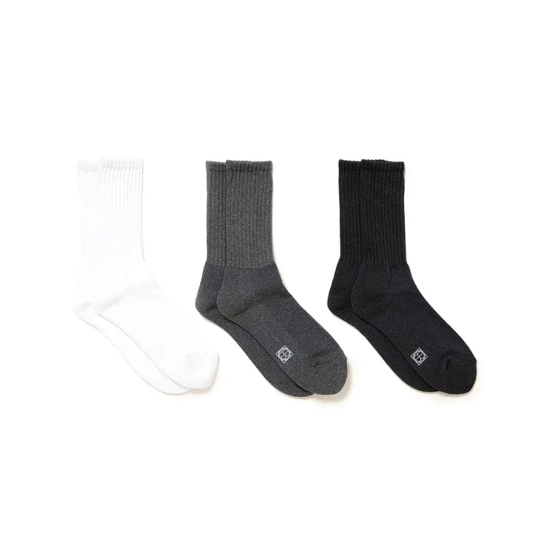 3P PILE CREW SOCKS C/N/P/PU