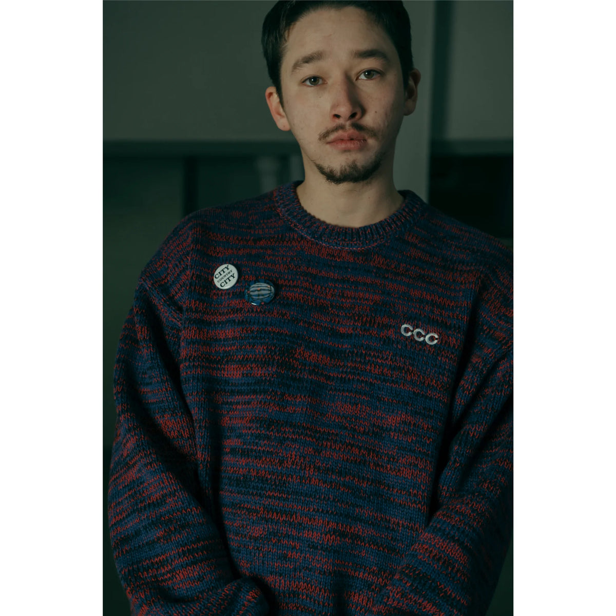 MIX KNIT SWEATER WITH BADGE_JAZZ