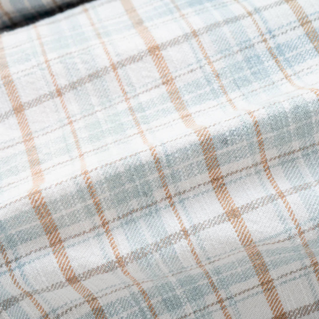 COTTON FLANNEL PLAID OPEN COLLAR SHIRT : DISTRESSED