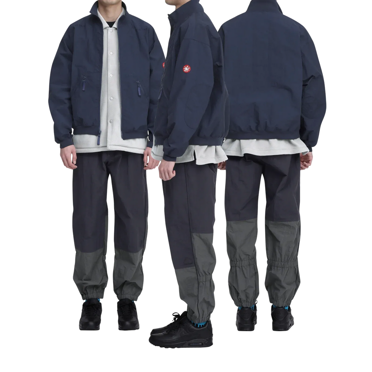 NYLON SPLIT WARM UP PANTS BLACK