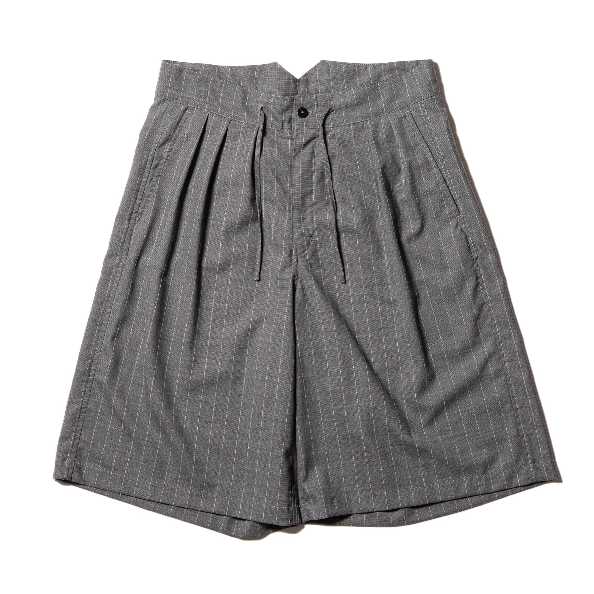 RESEARCHED 3/4 EASY SLACKS / WOOL SATIN CHALK STRIPE