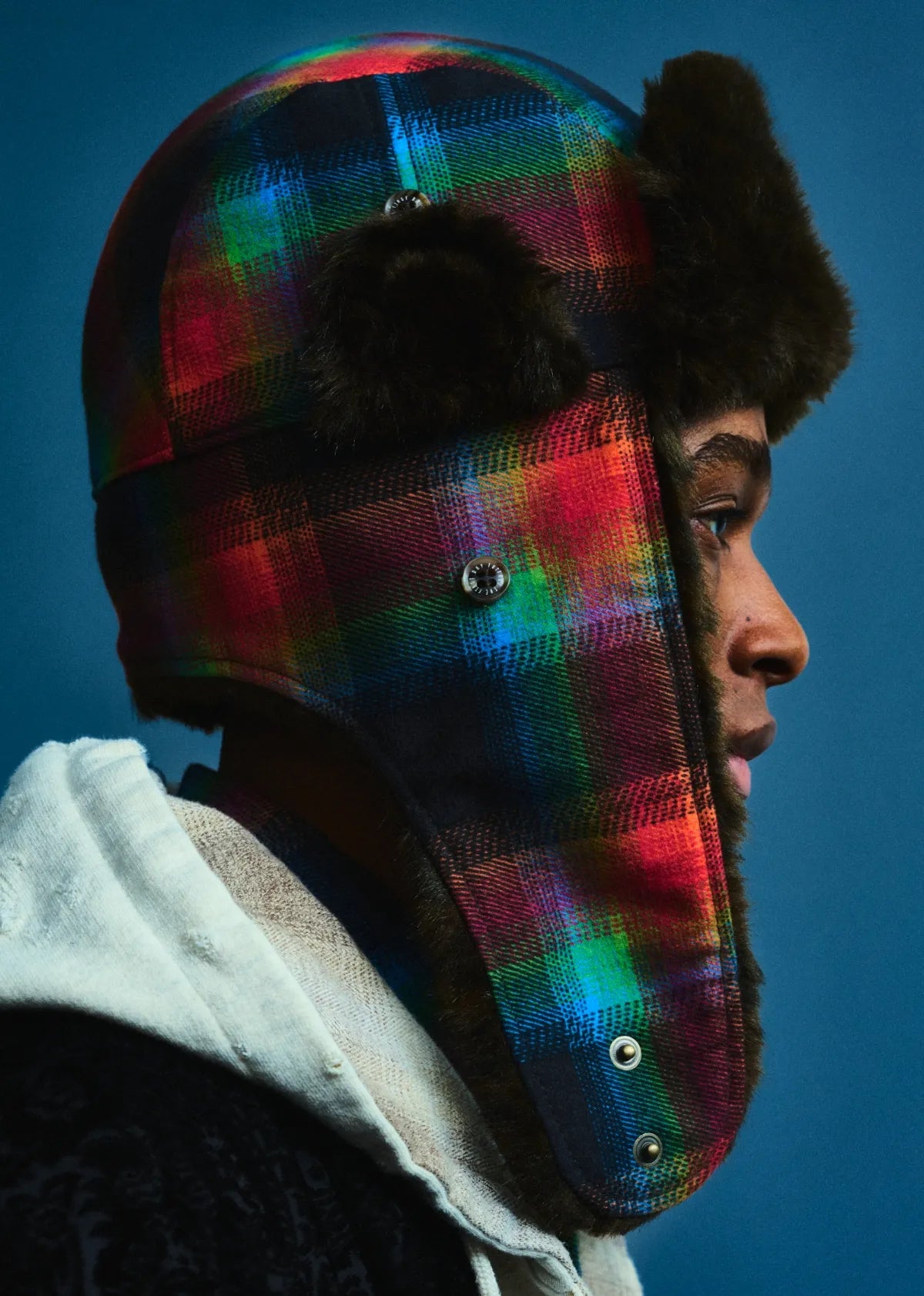 RAINBOW CHECK FLIGHT CAP