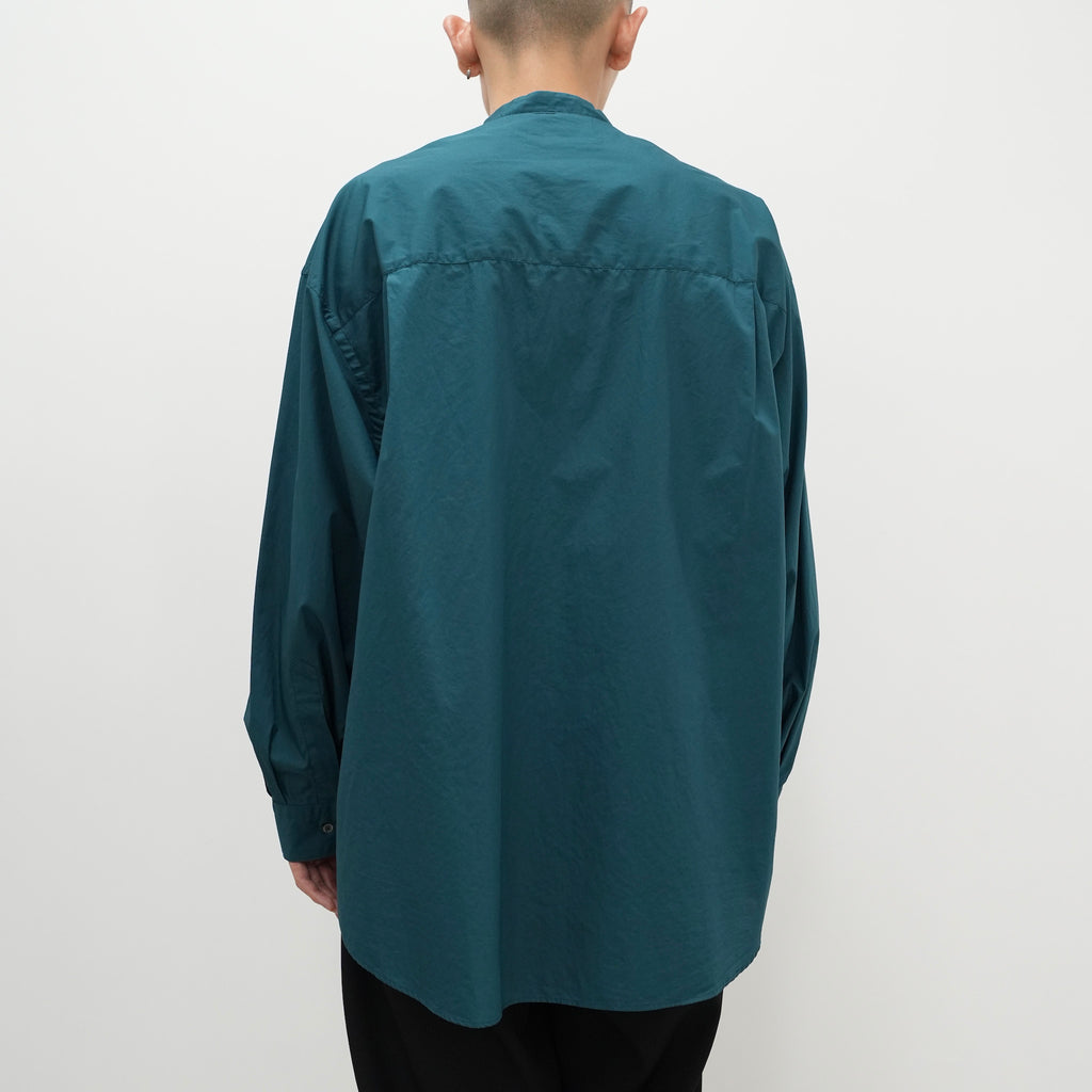 Broad L/S Oversized Band Collar Shirt [2 COLORS]