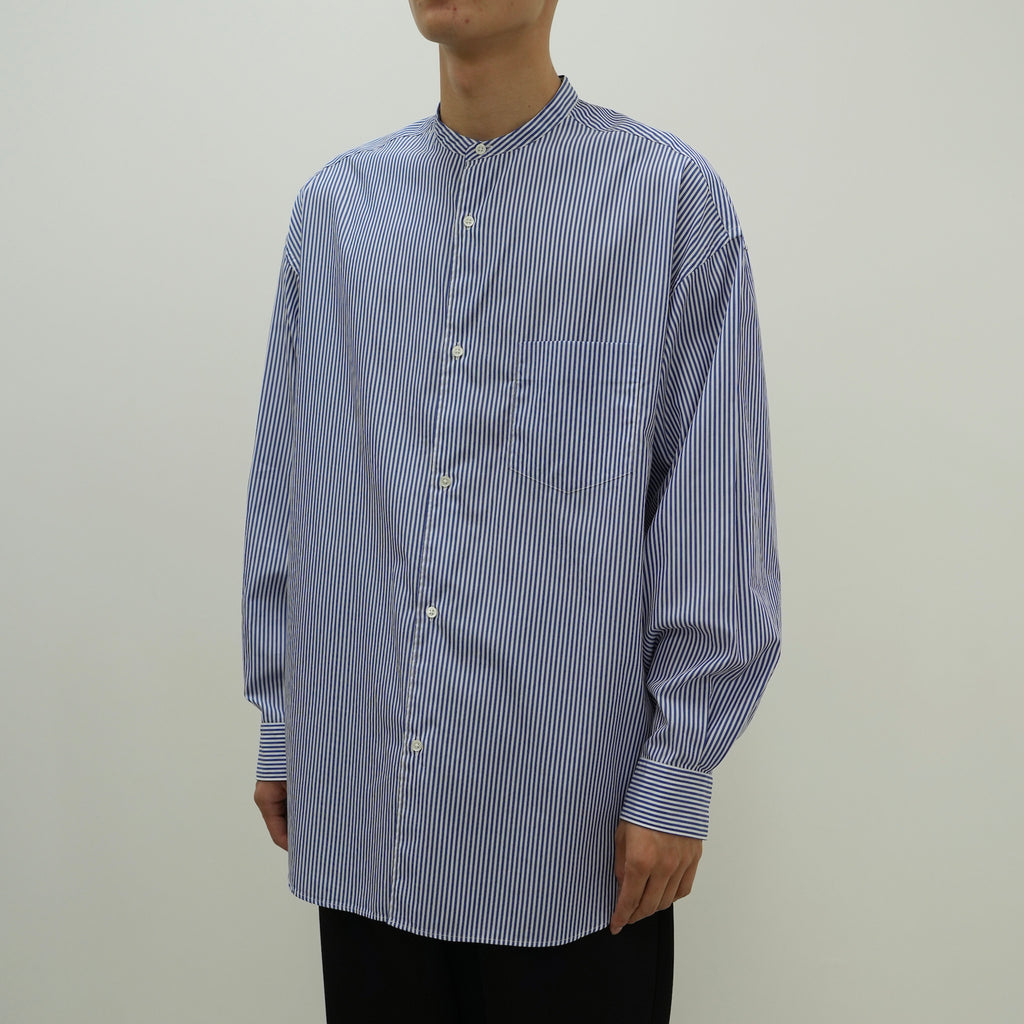 Broad Stripe L/S Oversized Band Collar Shirt