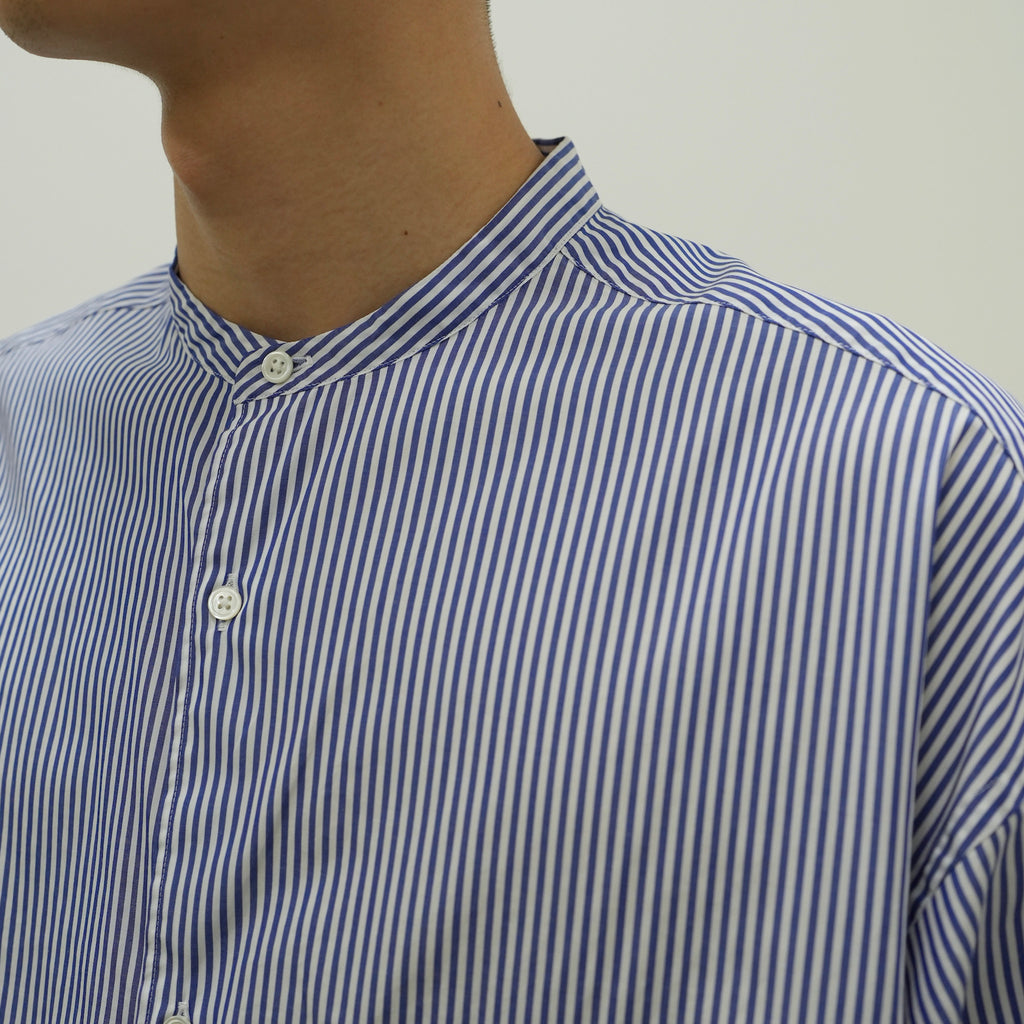 Broad Stripe L/S Oversized Band Collar Shirt