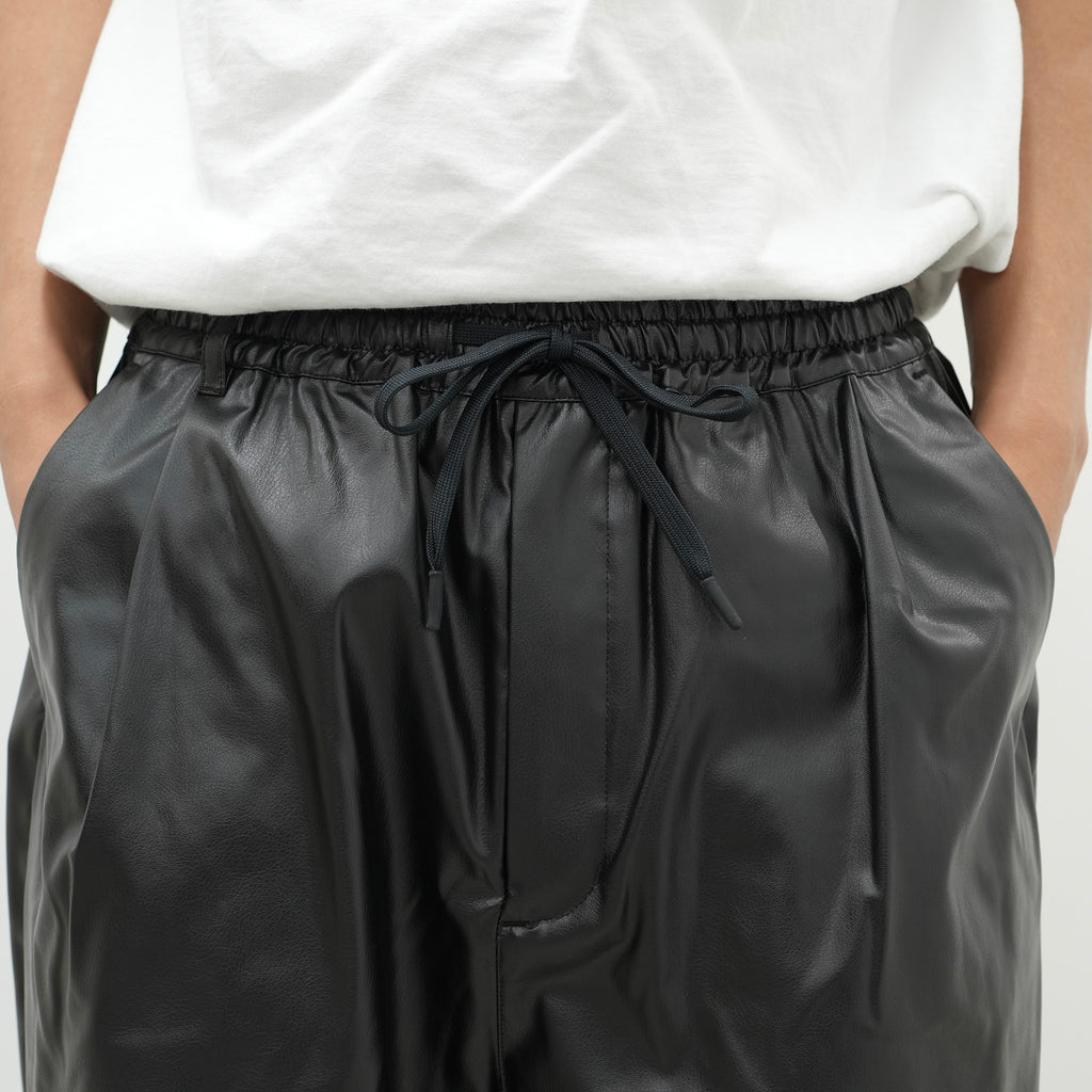 DOUBLEFACE FAUX LEATHER EASY PANTS