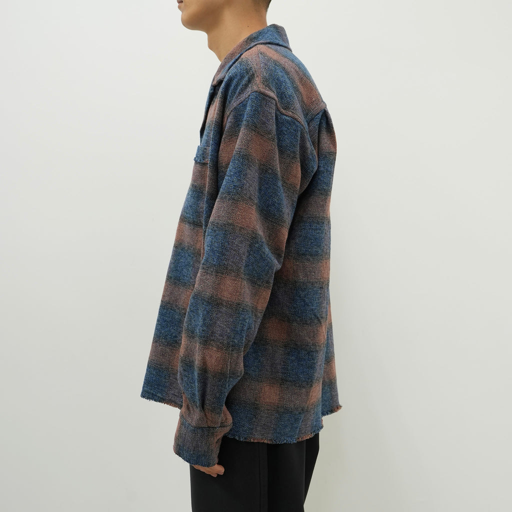 OMBRE CHECK CUT-OFF BOX SHORT SHIRT