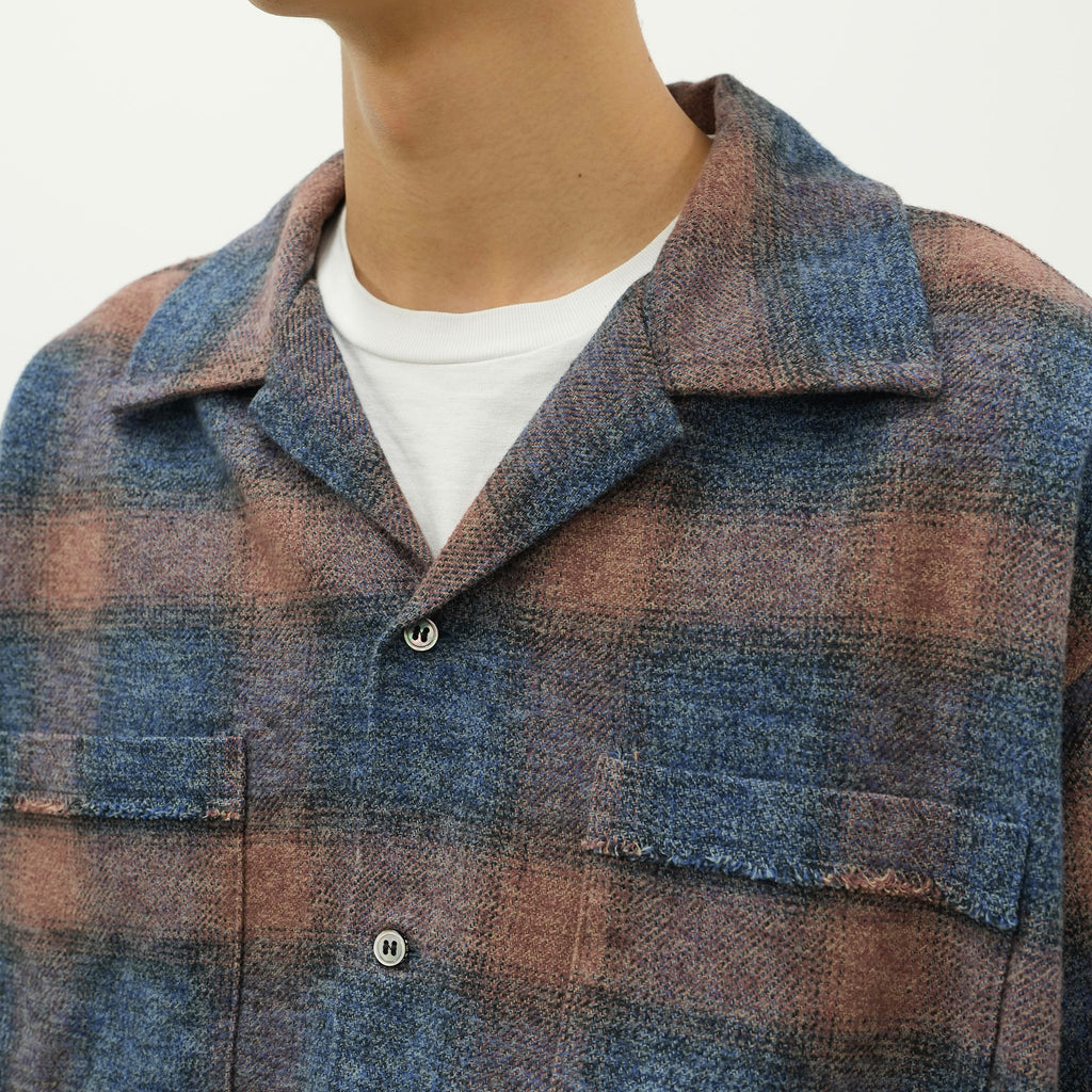 OMBRE CHECK CUT-OFF BOX SHORT SHIRT