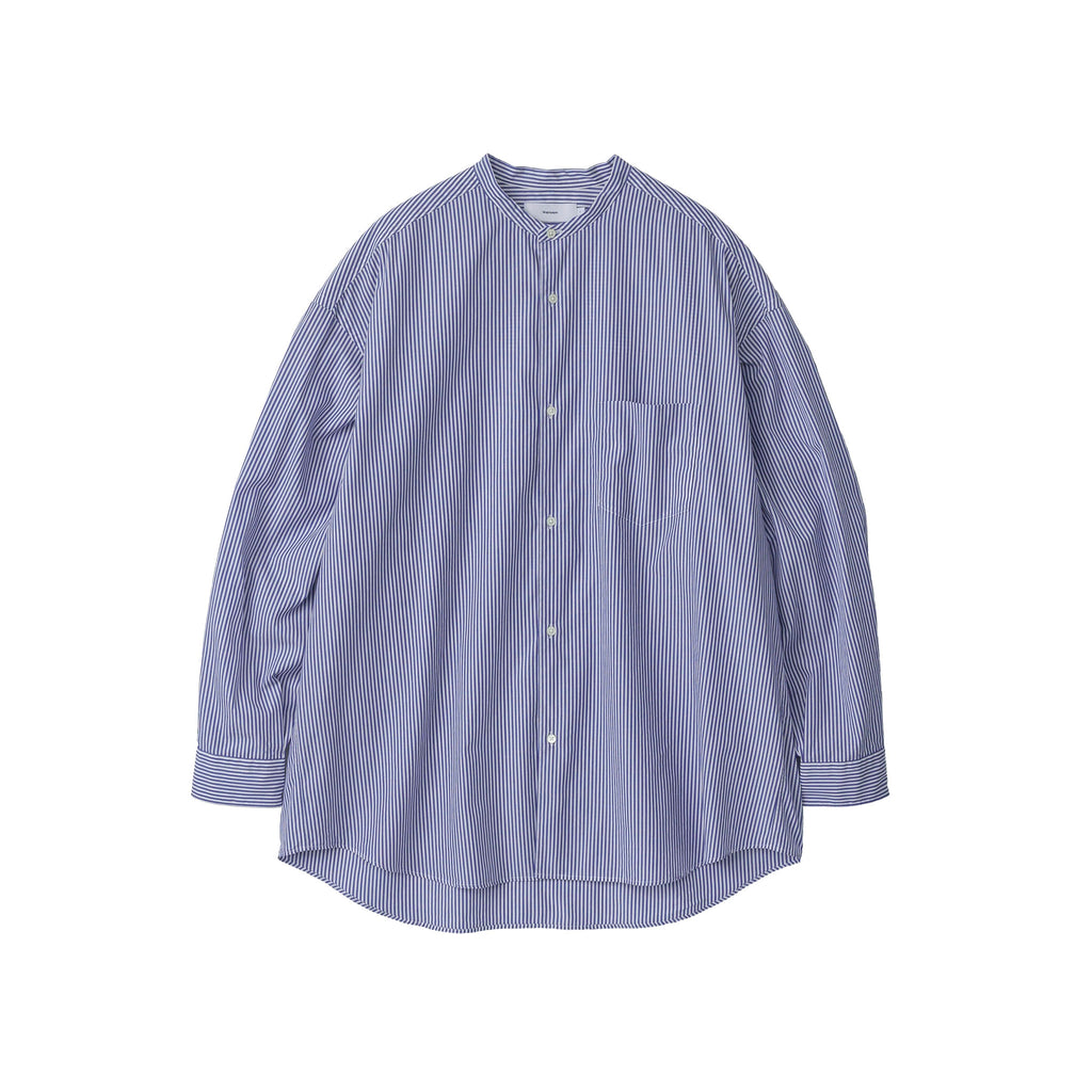 Broad Stripe L/S Oversized Band Collar Shirt | THE GROUND depot