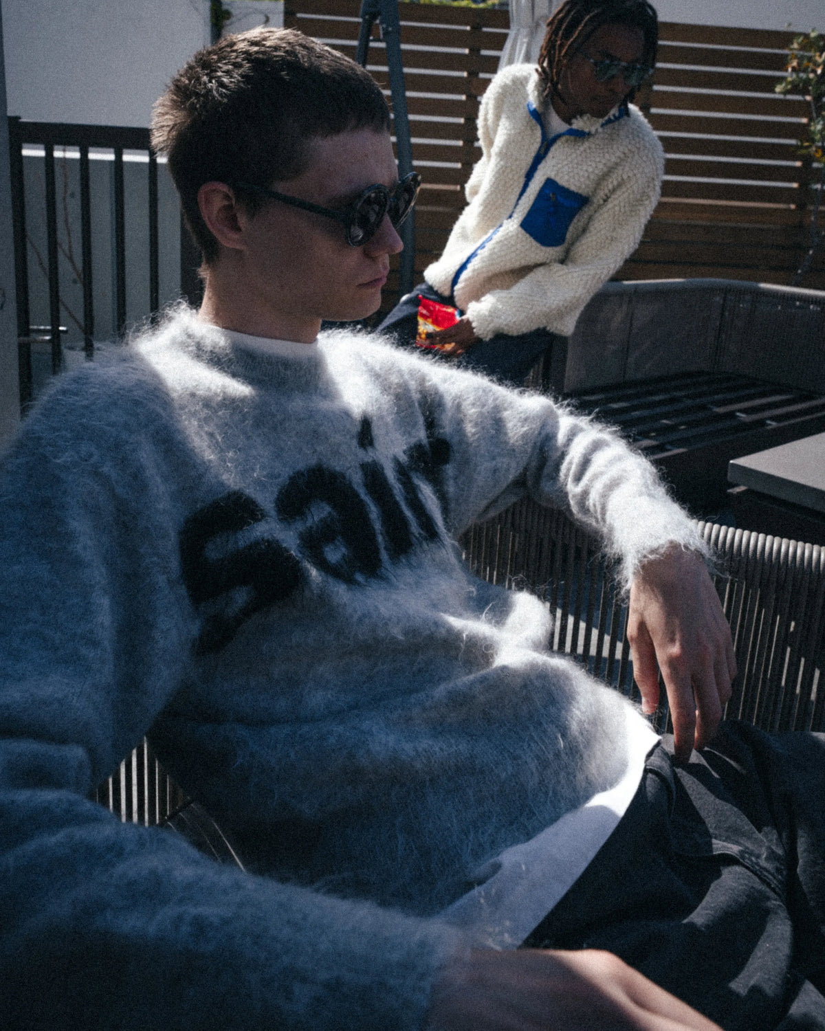 SAINT Mxxxxxxグレーニット着用写真