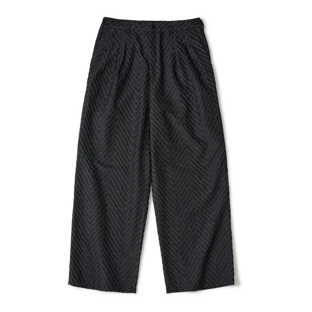 HERRINGBONE JACQUARD 3 TUCK WIDE PANTS