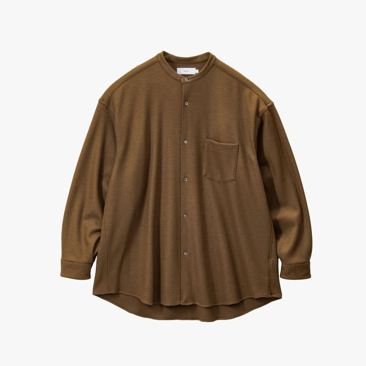Wool Smooth Flannel Oversized Band Collar Shirt [3COLORS]