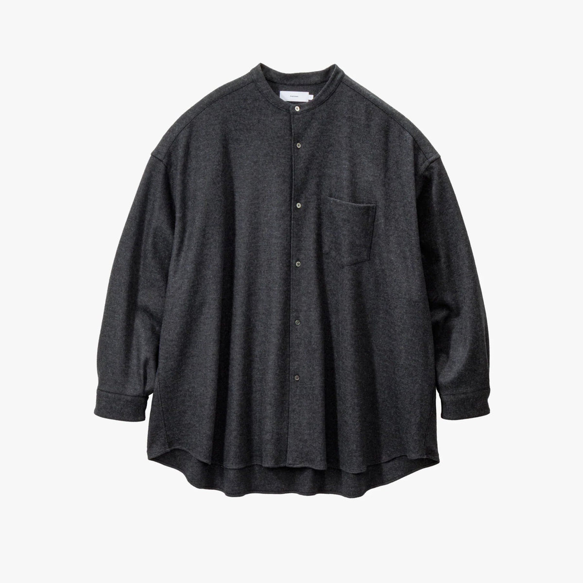 Wool Smooth Flannel Oversized Band Collar Shirt [3COLORS]