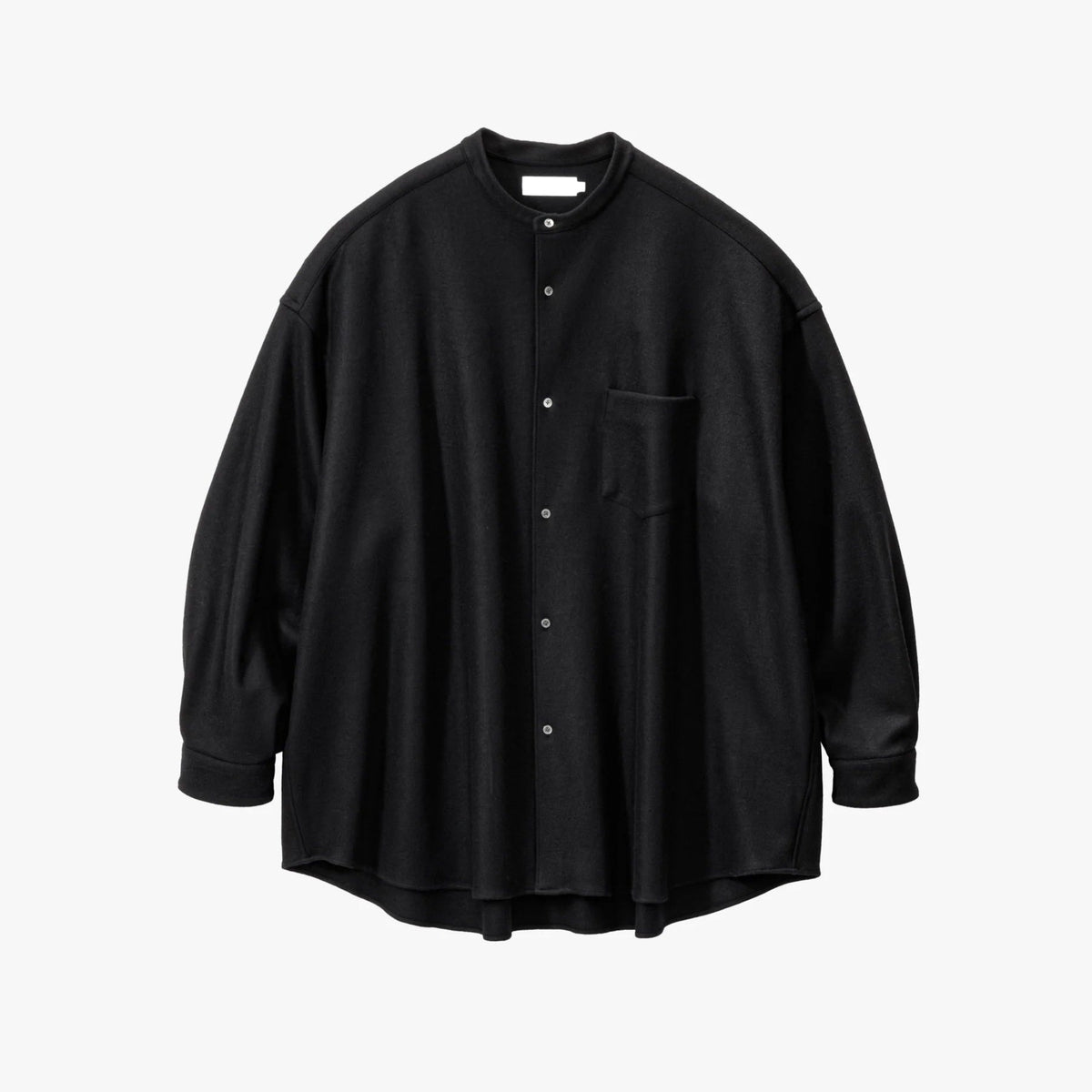 Wool Smooth Flannel Oversized Band Collar Shirt [3COLORS]