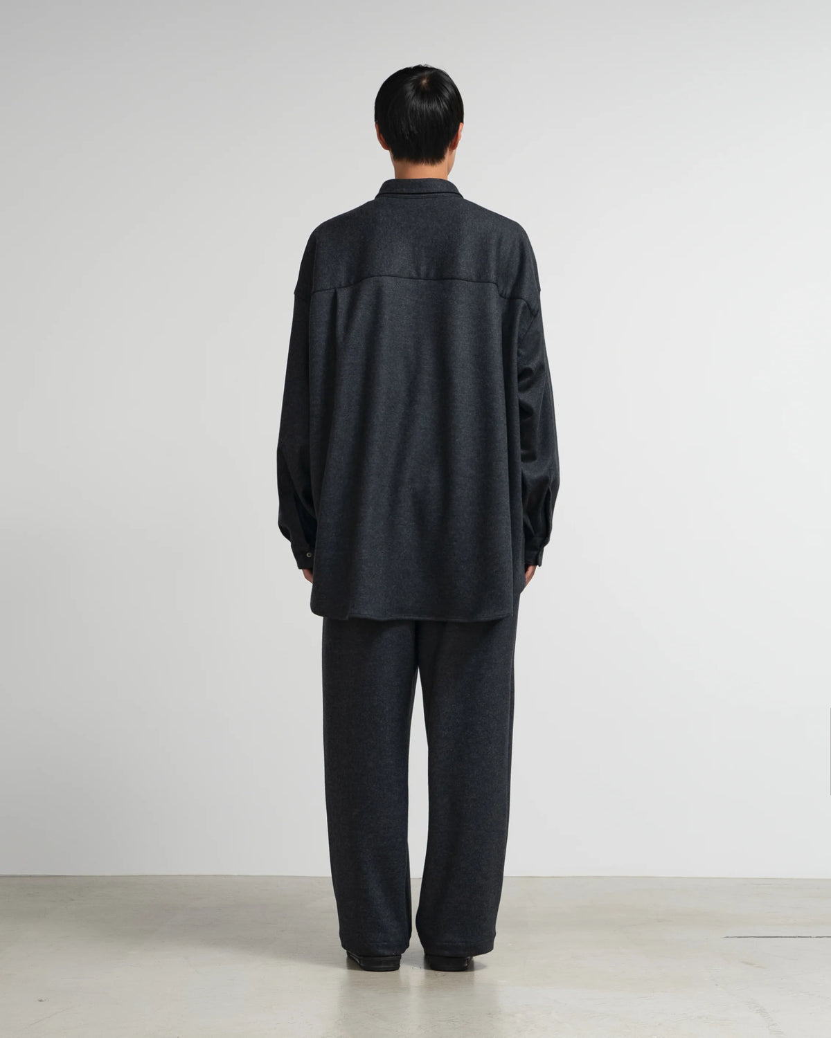 Wool Smooth Flannel Oversized Regular Collar Shirt [3COLORS]