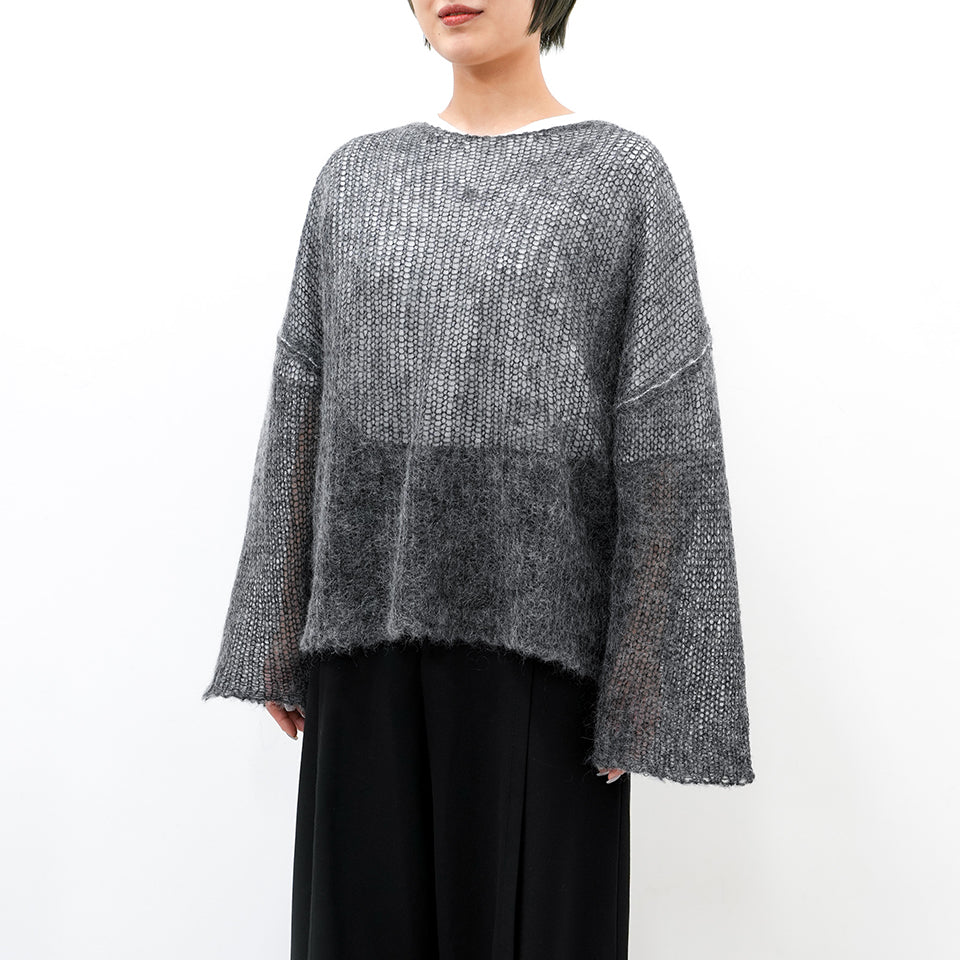 RESEARCHED BOAT NECK SWEATER / MOHAIR MIX YARN [3 COLORS]