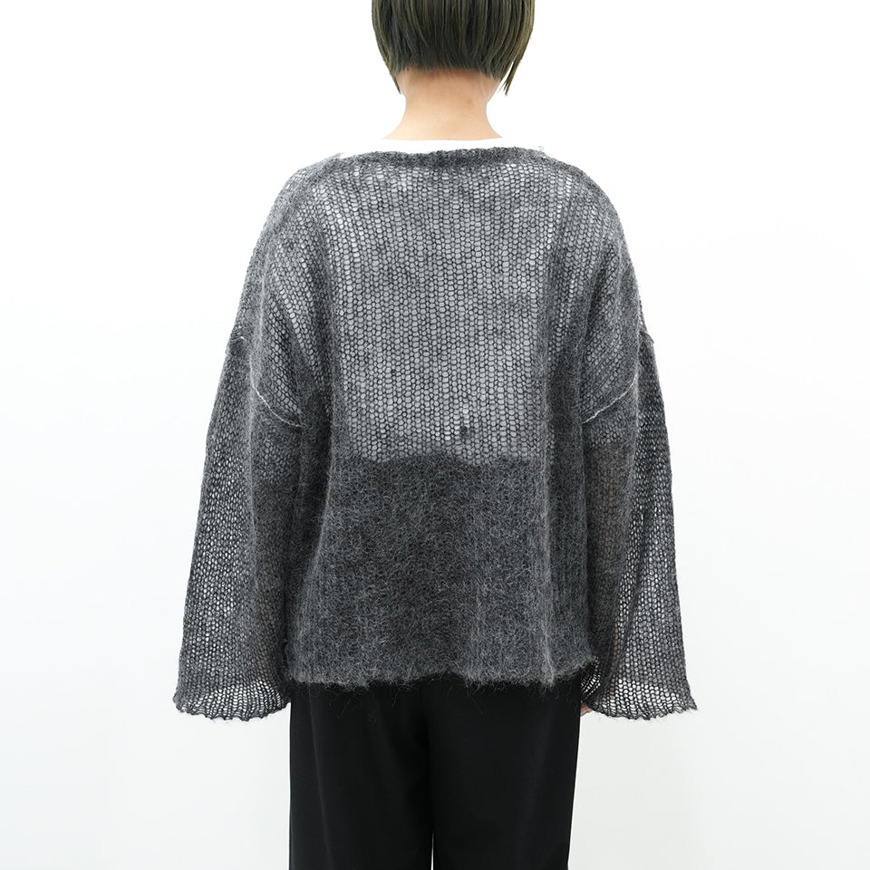 RESEARCHED BOAT NECK SWEATER / MOHAIR MIX YARN [3 COLORS]