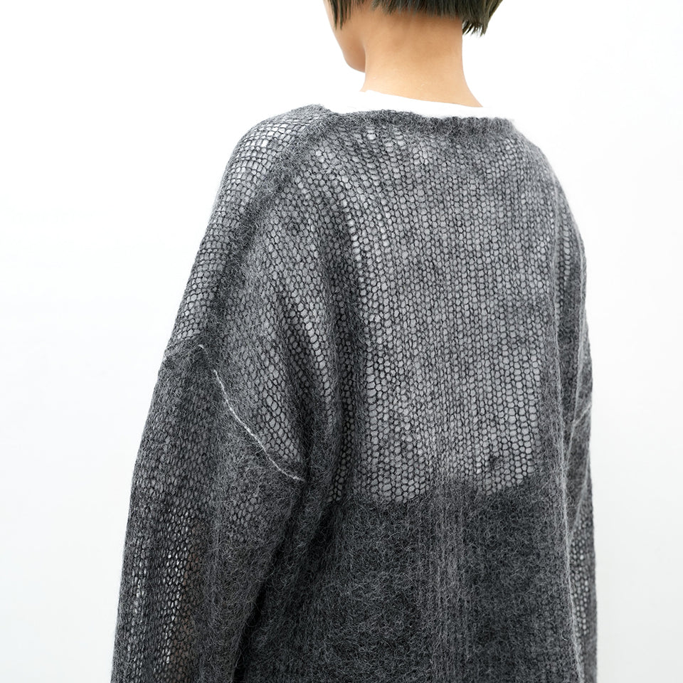 RESEARCHED BOAT NECK SWEATER / MOHAIR MIX YARN [3 COLORS]