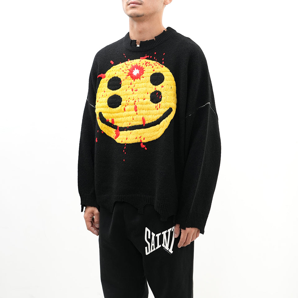 SM-YS1-0000-C07/CP_CREW KNT/SMILE/BLACK