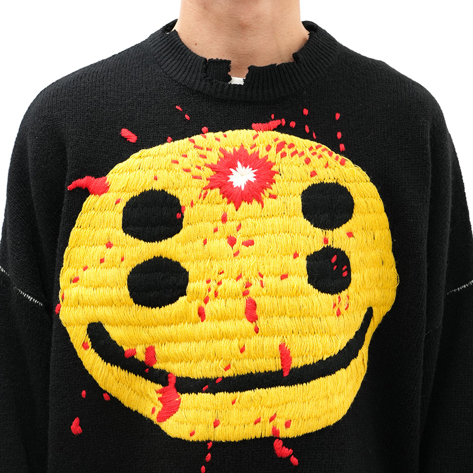 SM-YS1-0000-C07/CP_CREW KNT/SMILE/BLACK | SAINT Mxxxxxx（セント