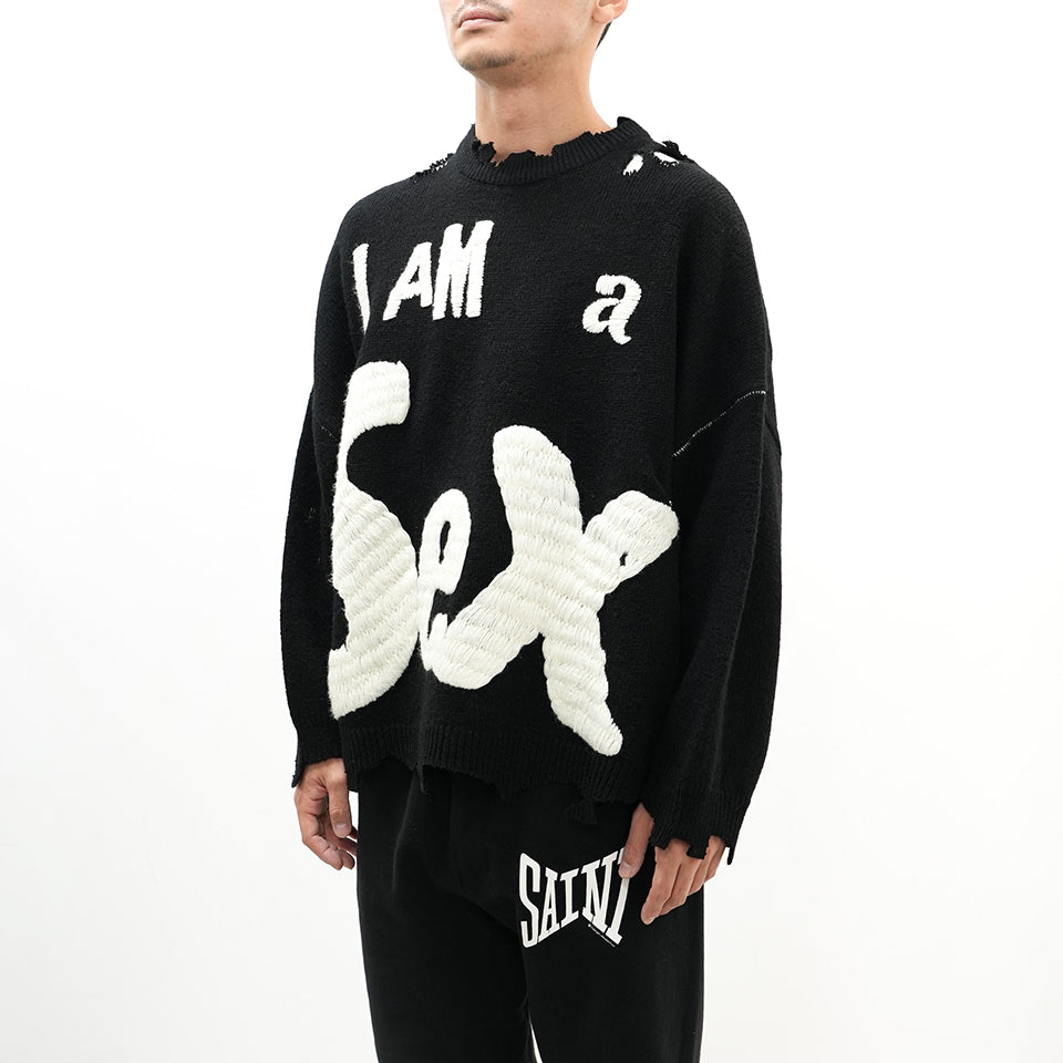 SM-YS1-0000-C24/SP_CREW KNT/I AM A/BLACK