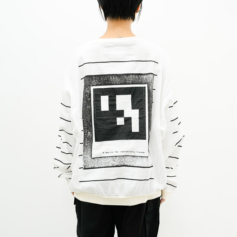 xPE>µB:X GAUZE CREW NECK