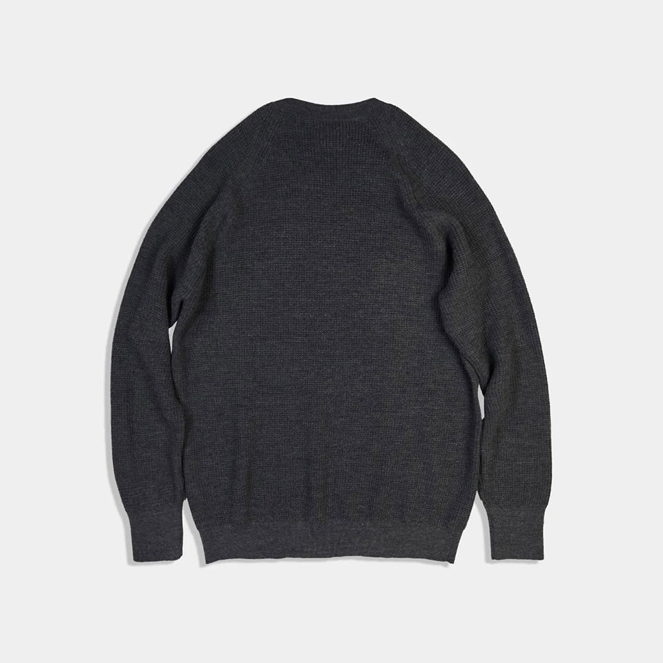 Middle-gauge Waffle Knit Crewneck PO [2 COLORS]